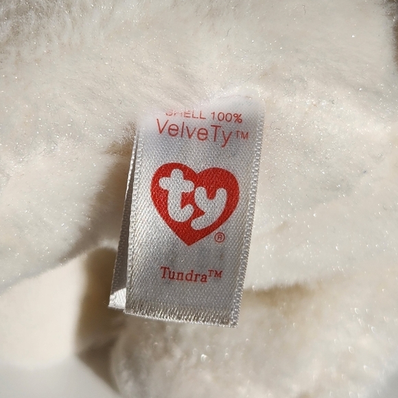 TY Beanie Baby 6" TUNDRA White Tiger Plush Stuffed Animal Toy MWMTs Heart Tags - Picture 6 of 7